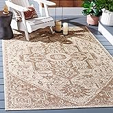 SAFAVIEH Washable Rug Outdoor Beach House Collection - 5'3" x 7'6", Beige & Cream, Non-Shedding & Easy to Clean, Ideal for Pa