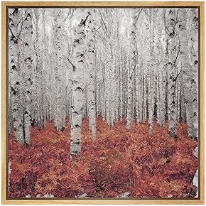 SIGNWIN Framed Canvas Wall Art White Birch Forest...