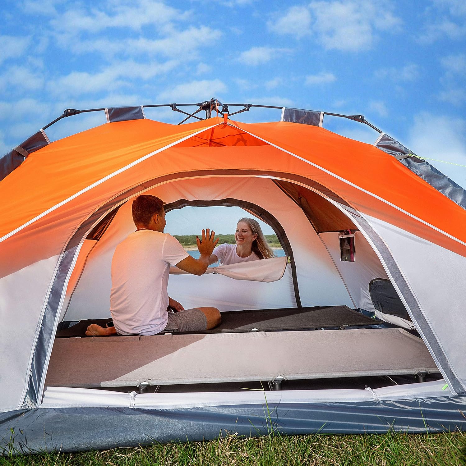 Moon Lence Pop Up Tent Family Camping Tent 4 Person Tent Portable Instant Tent Automatic Tent Waterproof Windproof For Camping Hiking Mountaineering Tents Shelters Camping Hiking