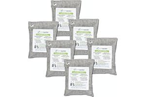PureGuardian CB200 Bamboo Charcoal Air Purifying Bag, Eco-Friendly, Naturally Absorbs Odors, Excess Moisture and Pollutants, 200g, 6-Pack, Gray
