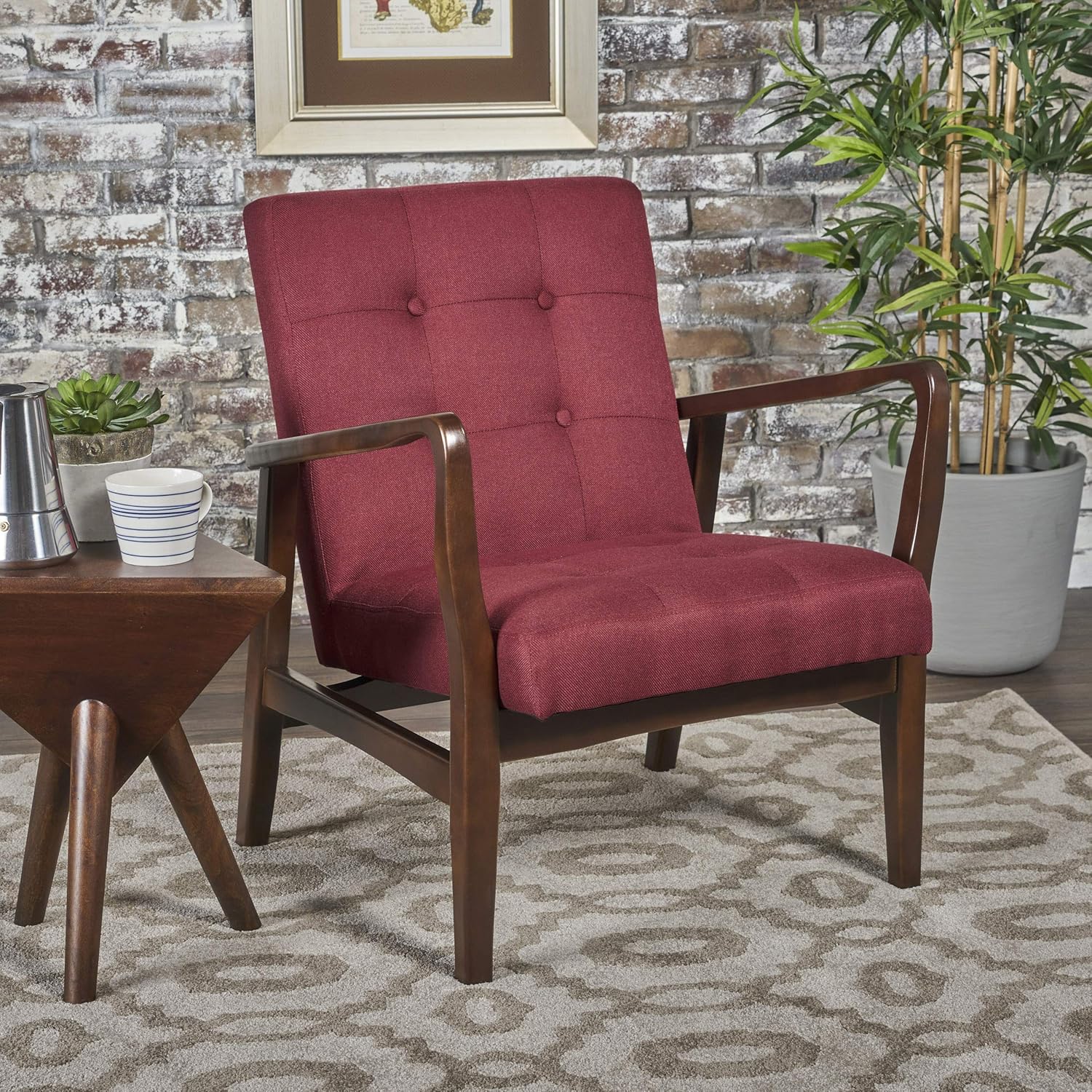 Christopher Knight Home Brayden Fabric Club Chair, Deep Red: Furniture & Decor