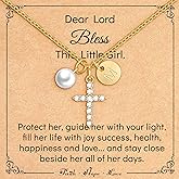 Miss Chipmunk Cross Necklace for Girls,14K Gold Plated Initial Necklace First Communion Baptism Confirmation Gifts for Little Girls Teen Daughter Best Friend
