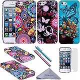 iPhone 5s Case, iPhone SE Case, Wisdompro 3pcs Jellyfish Butterfly Pattern Bundle Pack of Color and Graphic Soft TPU Gel Protective Case Covers for Apple iPhone 5/5s/SE