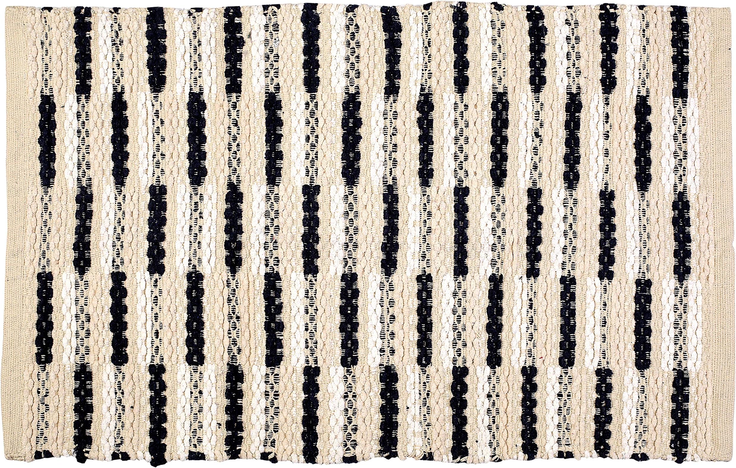 Farmhouse Kitchen Chain Stitch Rugs 24x36 inch - Navy Kitchen Area Rugs, Rugs for Living Room,Rugs for Bedroom, Kitchen Rugs, Entryway Rugs, Cotton Woven Rugs,Absorbent Rugs.