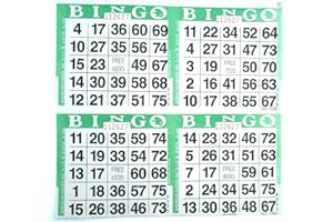 AMERICAN GAMES SmallToys 4 on Green Bingo Paper Game Cards - 750 Sheets - 8 Inch Square Size Disposable Sheet - Made in USA