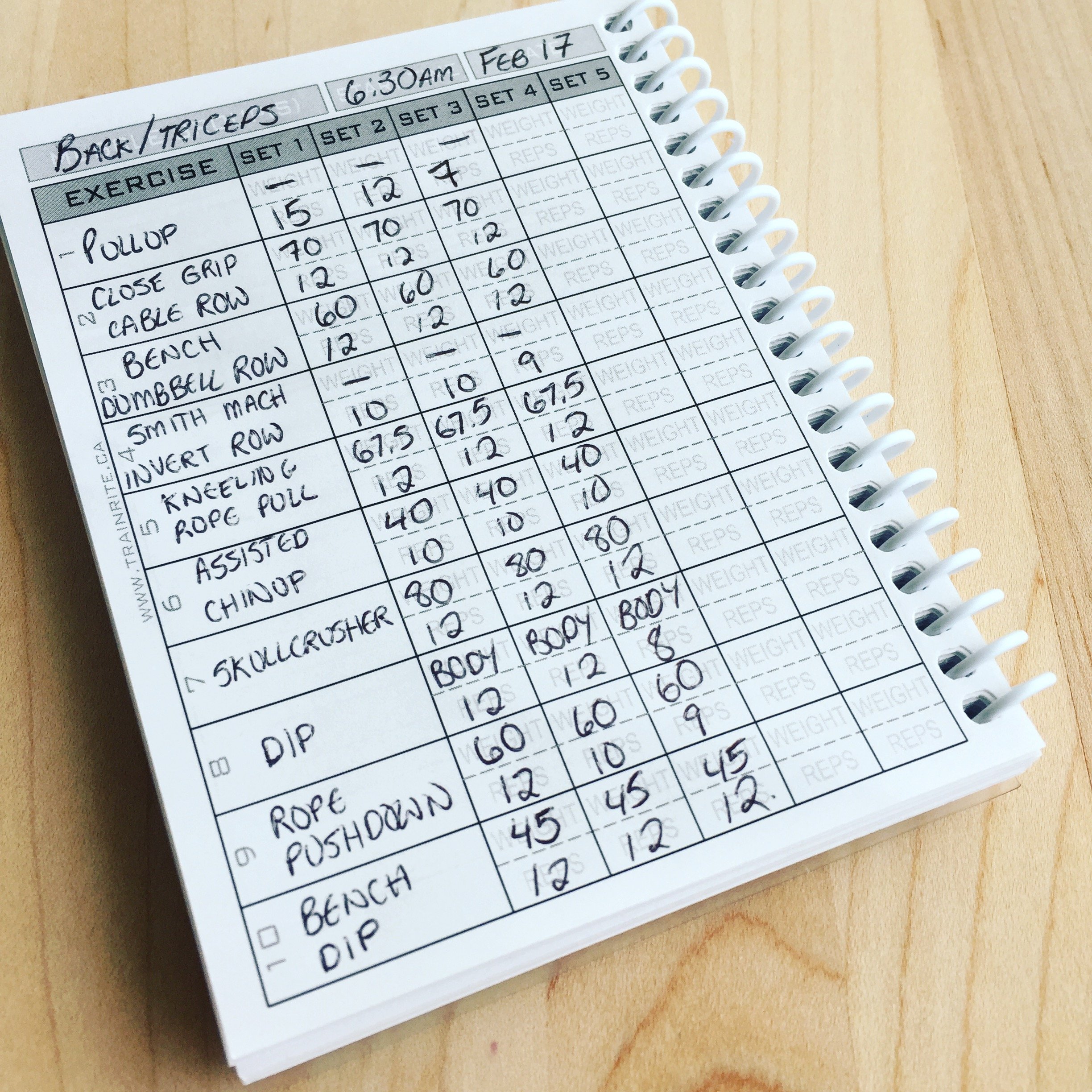 Trainrite Compact Fitness Journal Eat Clean Train Dirty