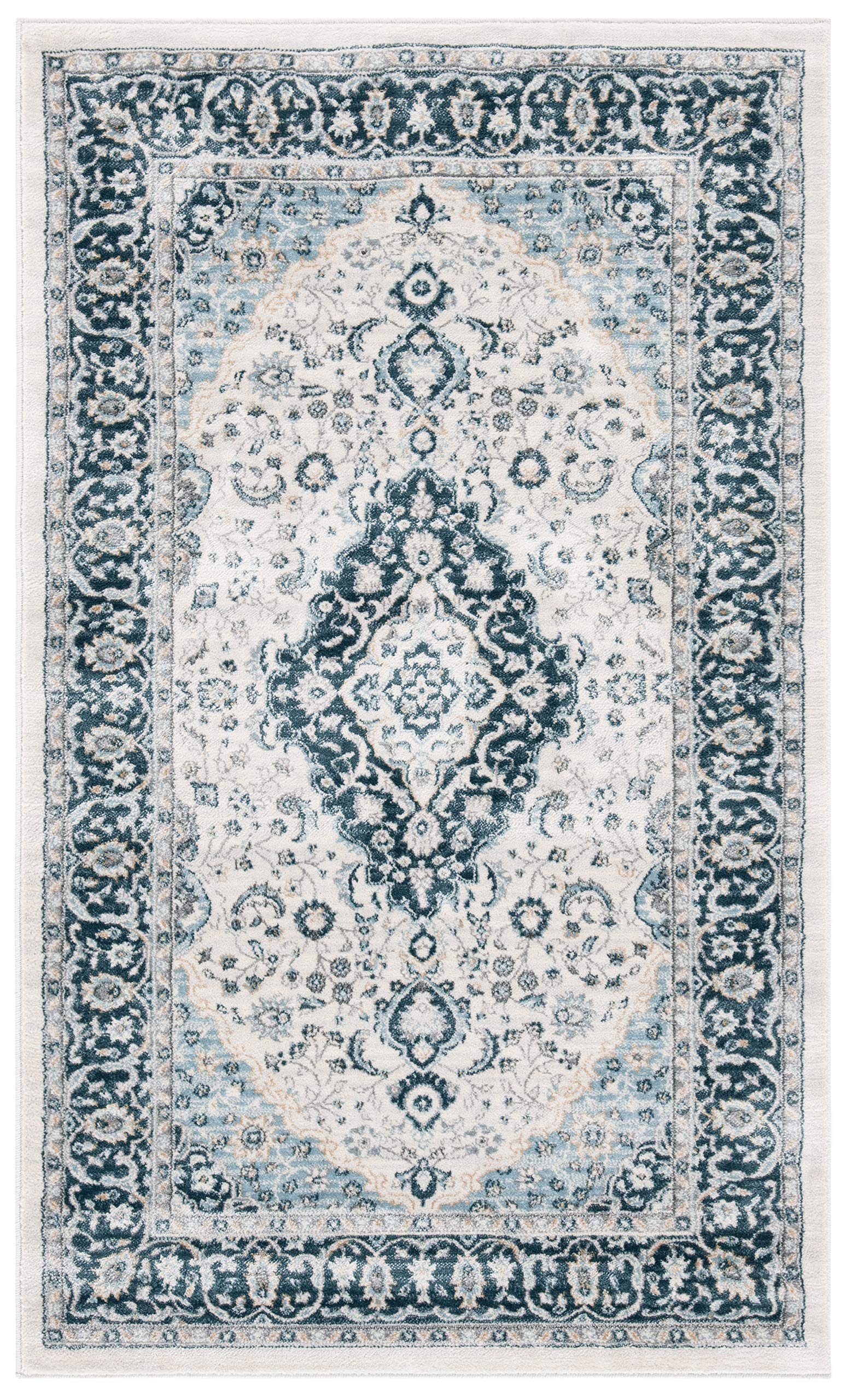 Safavieh Traditional Indoor Woven Accent Area Rug, Isabella Collection, ISA919, in Cream/Dark Blue, 61 X 91 cm for Living Room, Bedroom or Any Indoor Space
