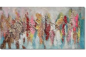 Limiyer Art Hand painted Color Abstract Art Oil Painting Texture Canvas Oil painting Home Wall Decorative art 24x48 inches