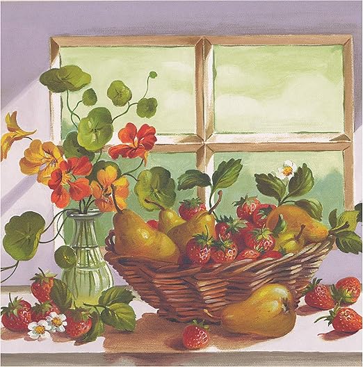 Amazon Com Flowers Orange Apple Peach Wine Grapes Baskets Wallpaper Border For Kitchen Bathroom Living Room Roll 15 X 10 25 Home Kitchen