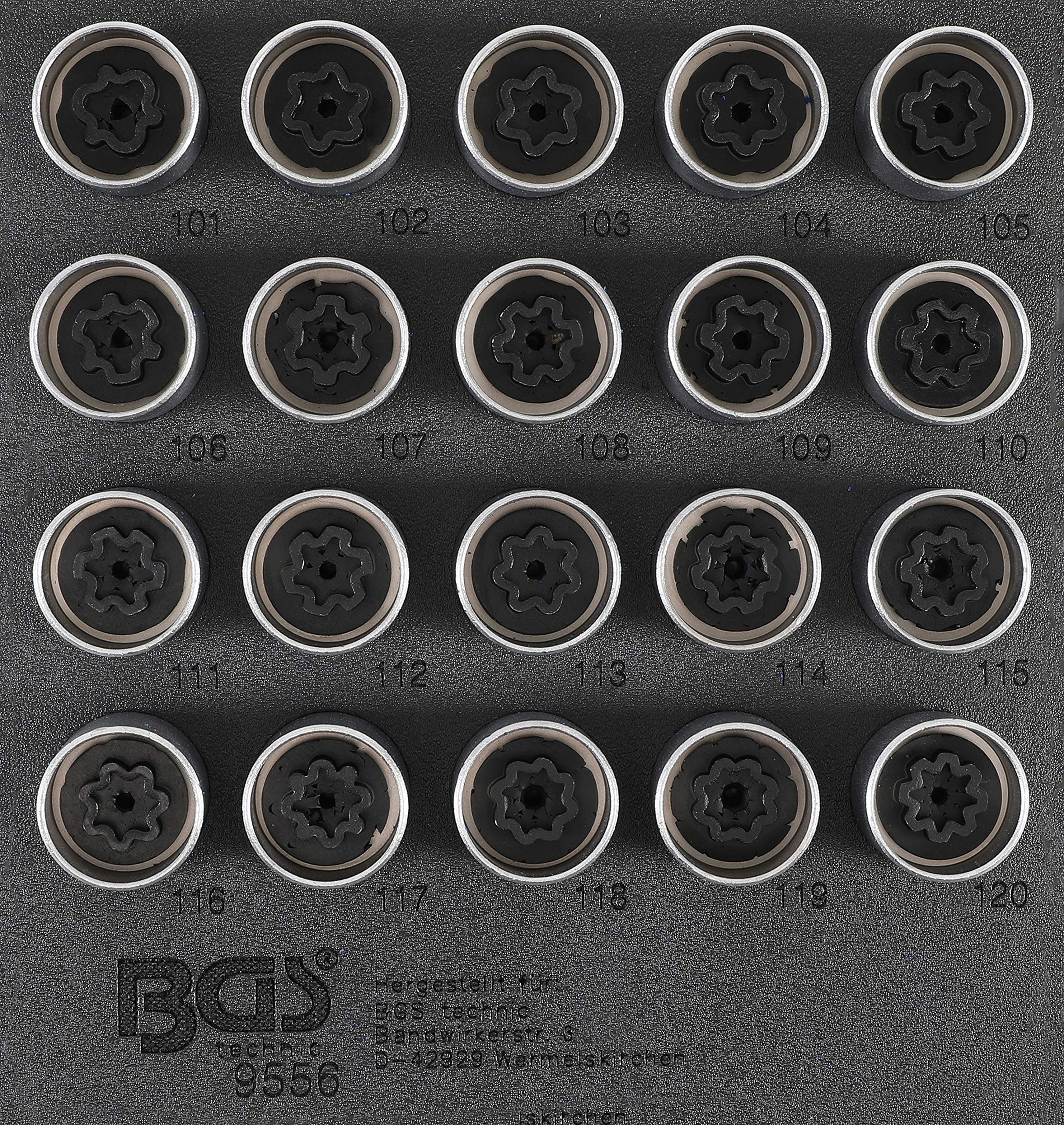 BGS 9556 | Tool Tray 1/6: Rim Lock Socket Set for Opel / Vauxhall (Version A) | 20 pcs. — image 1