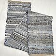 Chardin home Eco Friendly Denim chindi/Jute Table Runner, Size: 14''x72''