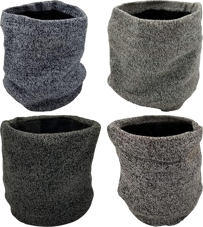 Winter Neck Gaiter, 4 Pack, Fleece Lined Interior Warm Cold Weather