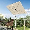 Grand patio 6x4 FT Balcony Umbrella, 360° Roating Rectangular Tilt Parasol UV 50+ Powder-coated Steel Pole Outdoor Umbrella for Apartment, Patio, Beige