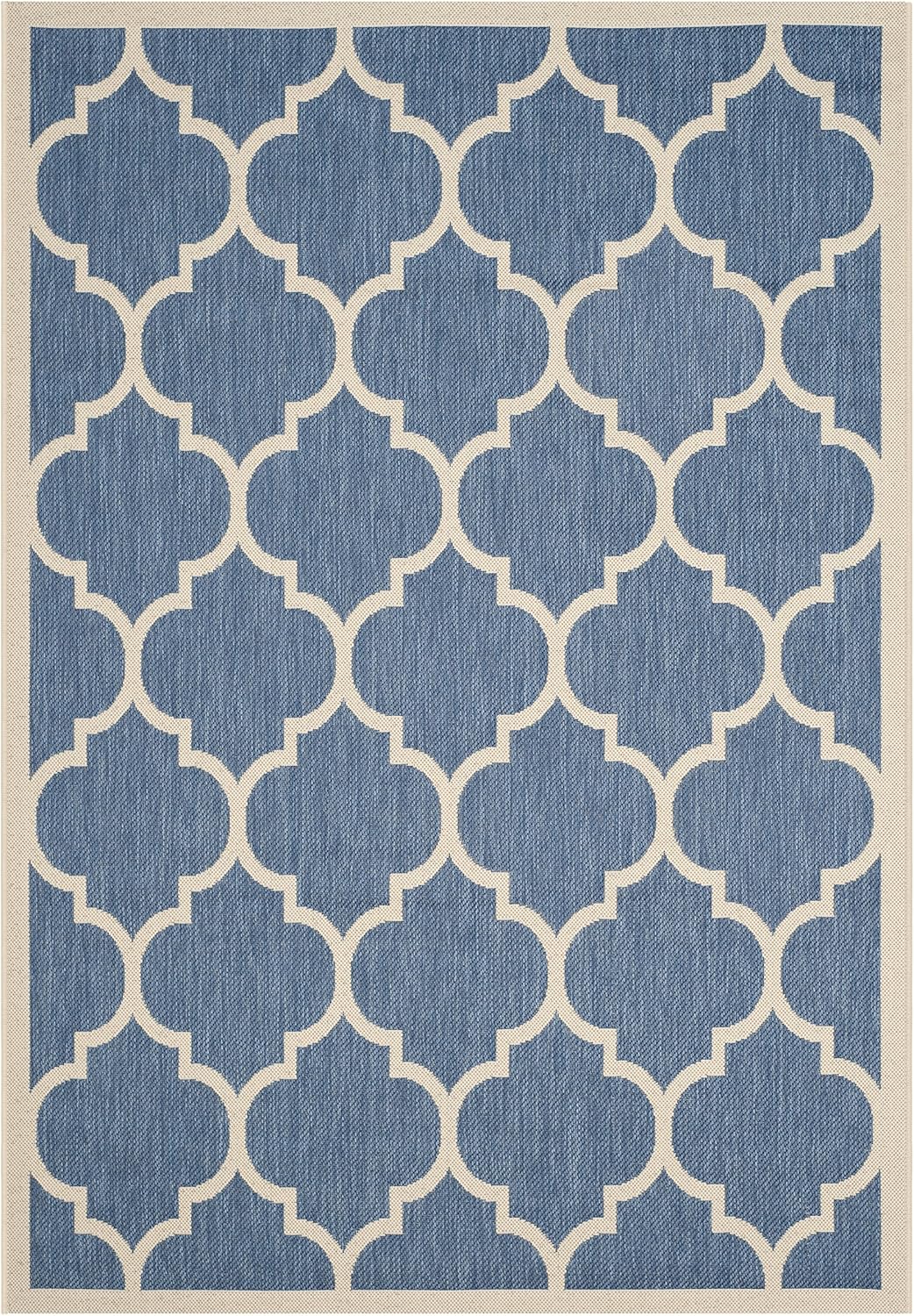 Safavieh Trellis Indoor/Outdoor Woven Rectangle Area Rug, Courtyard Collection, CY6914, in Blue / Beige - Image 3