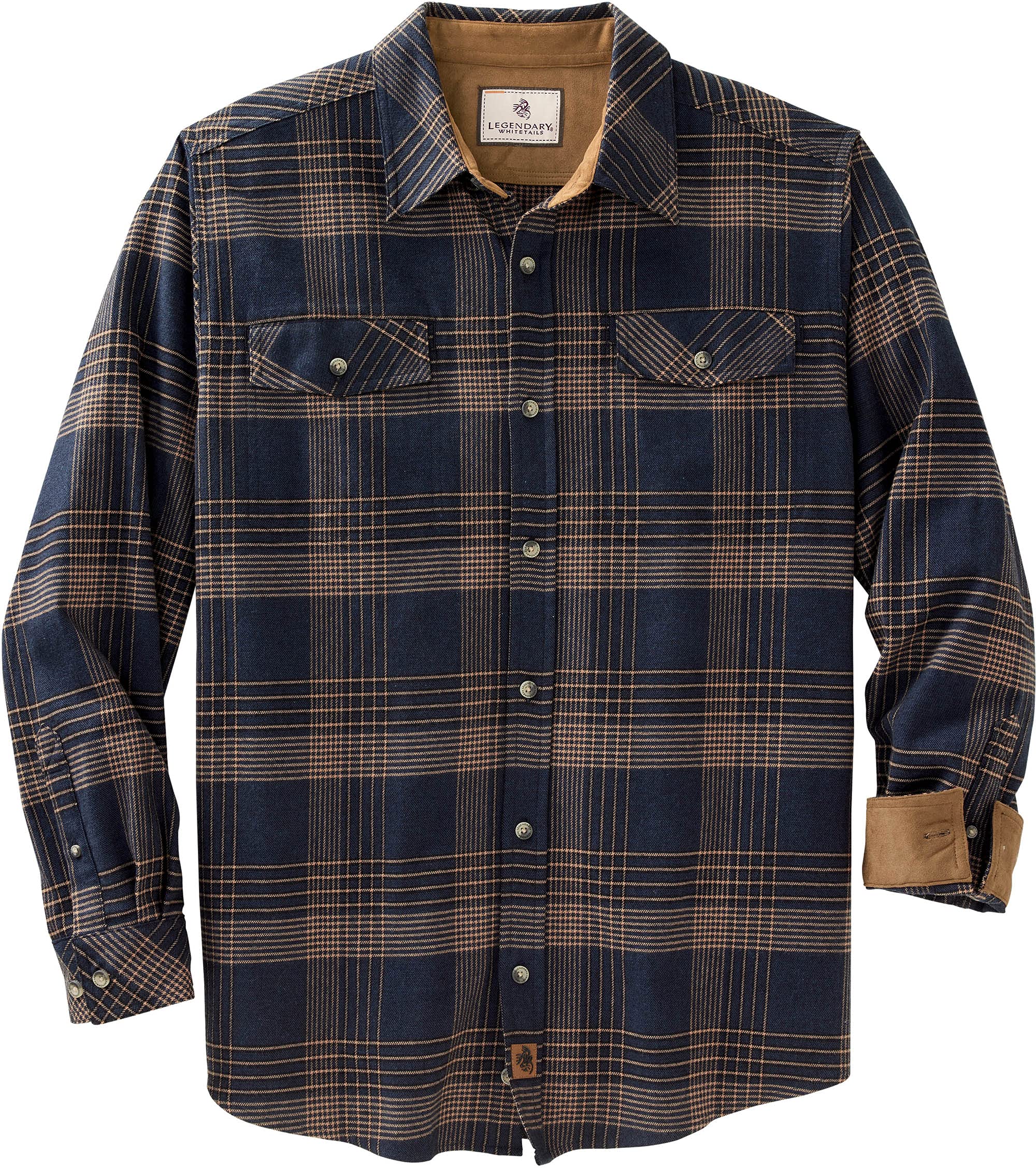 Legendary Whitetails Mens Flannel Shirt Long Sleeve Button Down Relaxed Fit, Navy Melange, LRG Image