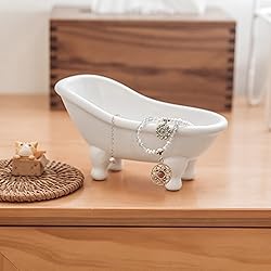 1piece 5.6" White Ceramic Mini Bathtub Soap Dish