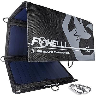 Foxelli Dual USB Solar Charger 21W - Foldable Solar Panel Phone Charger for iPhone &amp; Android Smartphones, iPads, Android Tablets, Power Banks &amp; More, Portable Solar Power for Camping &amp; Outdoors