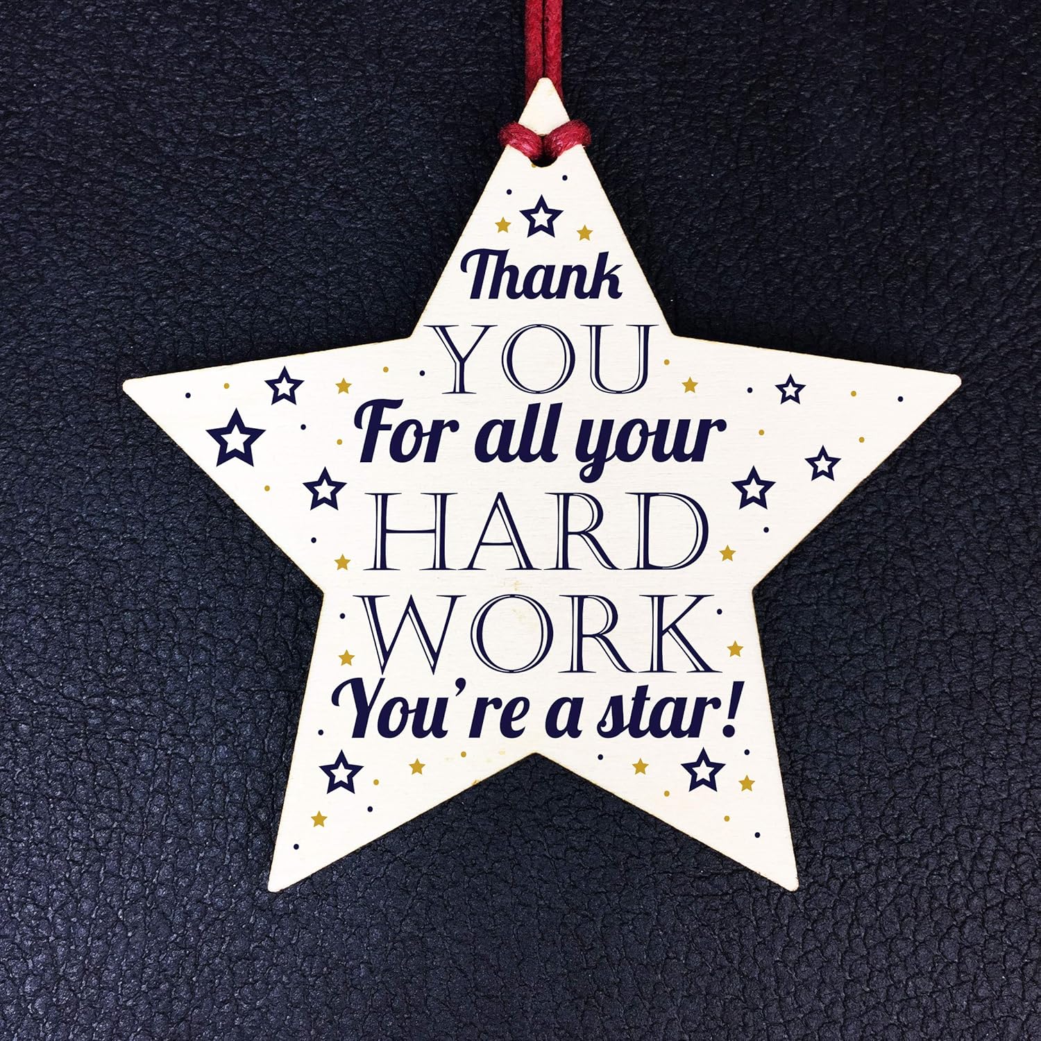 Red Ocean Thank You Gift For Colleague Employee Student Gifts Award Handmade Wooden Star Plaque Sign Keepsake - Image 3