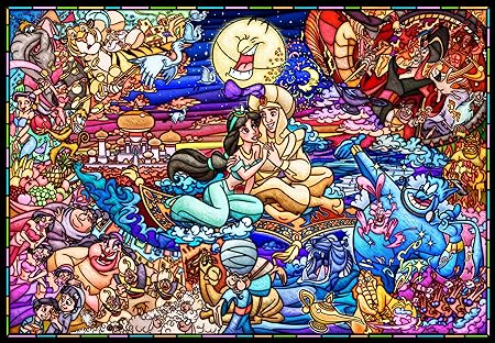 Amazon 1000ピース ジグソーパズル アラジン ストーリー ステンドグラス ピュアホワイト 51x73 5cm ジグソーパズル おもちゃ