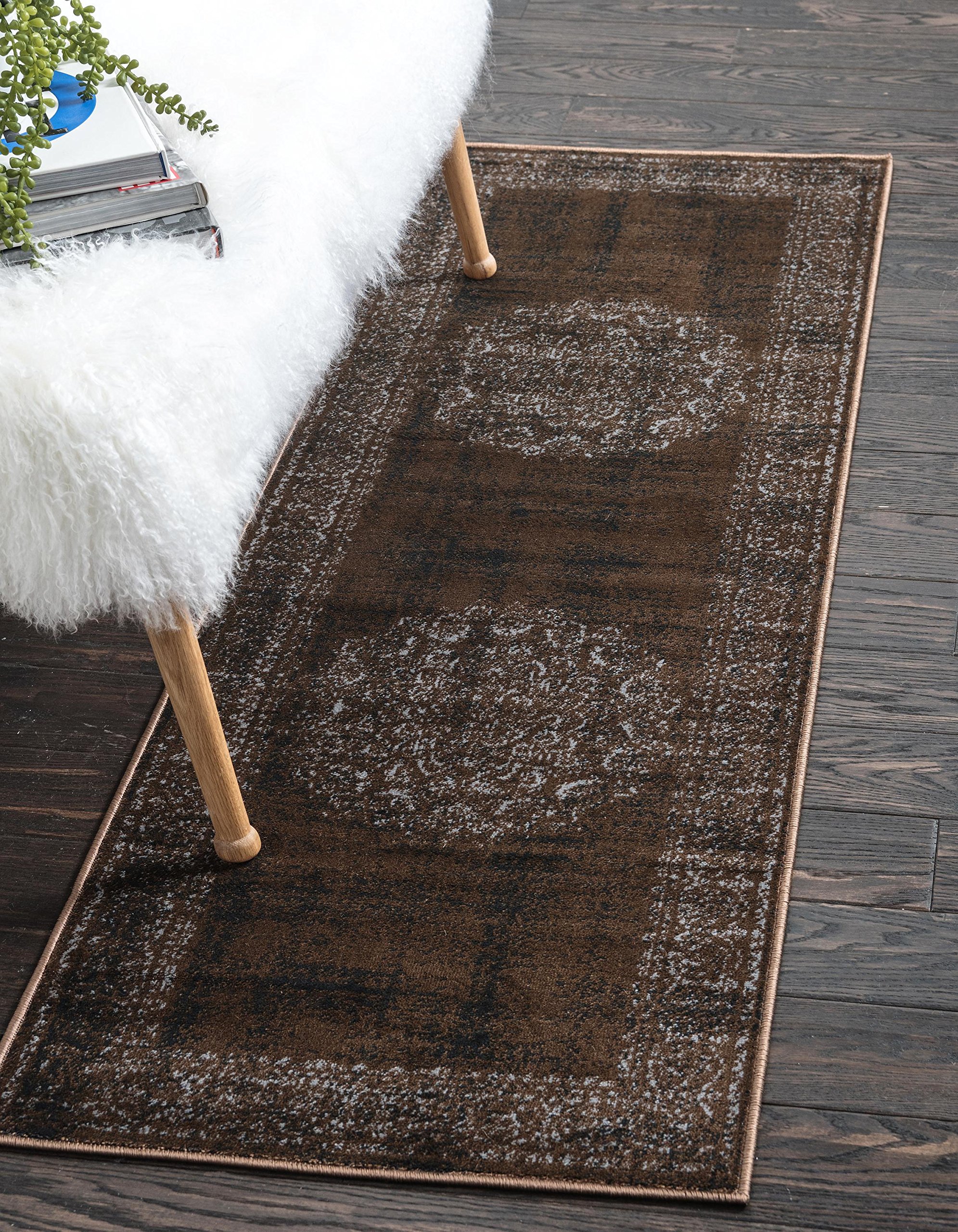 Unique Loom Imperial Collection Modern 3' x 10' Runner, Chocolate Brown