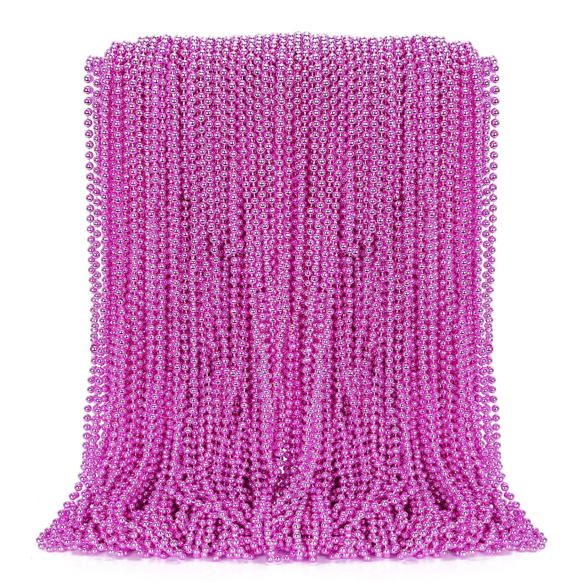 Photo 1 of 100PCS Bead Necklace, Breast Cancer Awareness Beaded Necklaces Stuff, 33" Mardi Gras Beads Necklace Costume, Festival Parade Throw Accessories for Wedding Birthday Gender Reveal Party Events Supplies