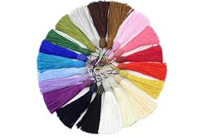 MAKHRY 20pcs 15.5cm/6 Inch Tassel Silky Floss Bookmark Tassels with 2Inch Cord Loop Mixed Color Tassels for Crafts Bookmarks Jewelry Making Souvenir DIY Craft Accessory