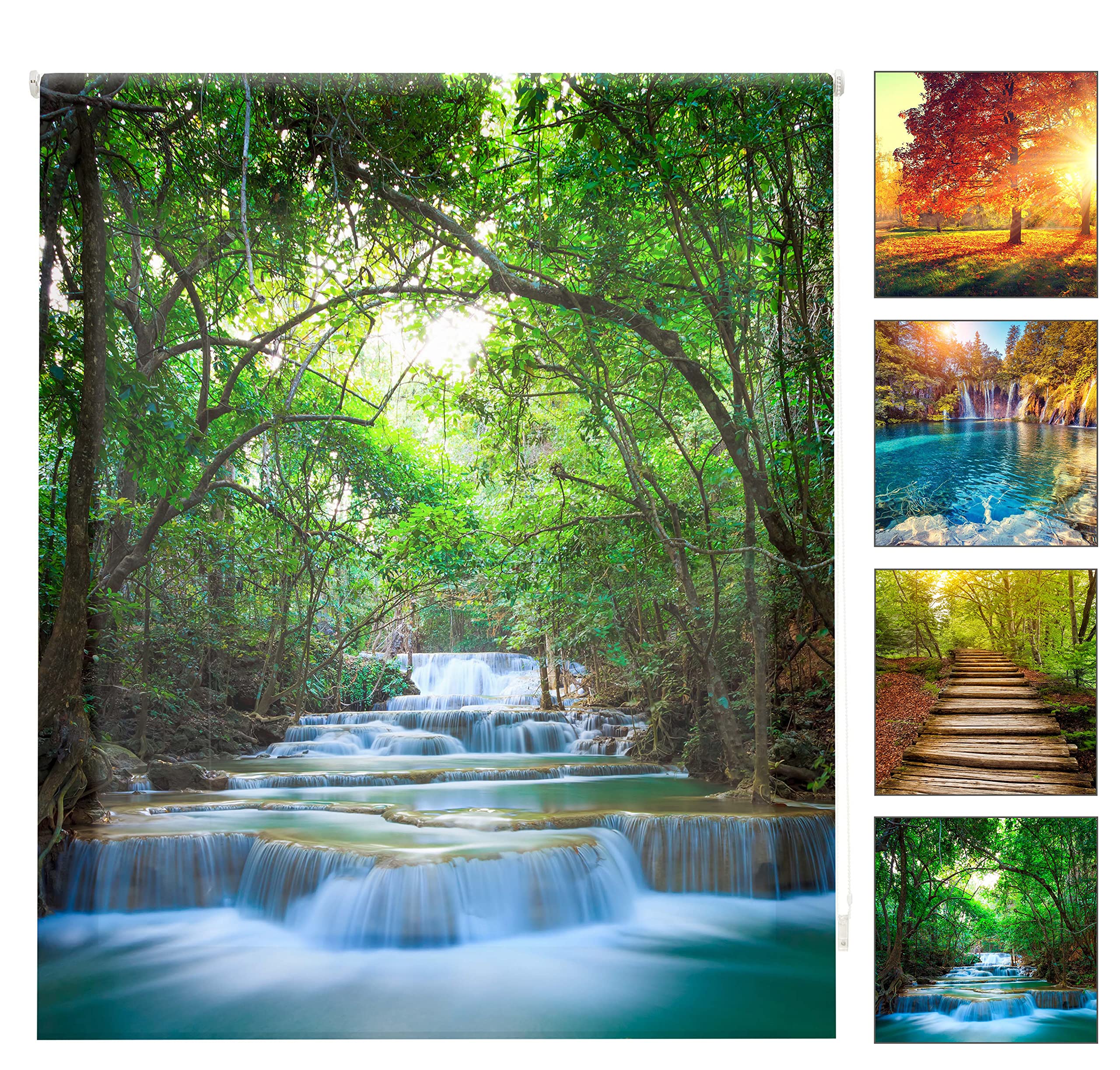 Blindecor Digital Landscapes | Translucent Roller Blind with Digital Print | 130 x 180 cm (W x H) Fabric Size 127 x 175 cm | Window Blinds