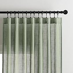 Joydeco Olive Green Linen Curtains for Living Room