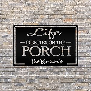 Personalized Life Is Better On The Porch Metal Sign,Metal Address Sign, Metal House Numbers Sign House Warming Wall Art Decor
