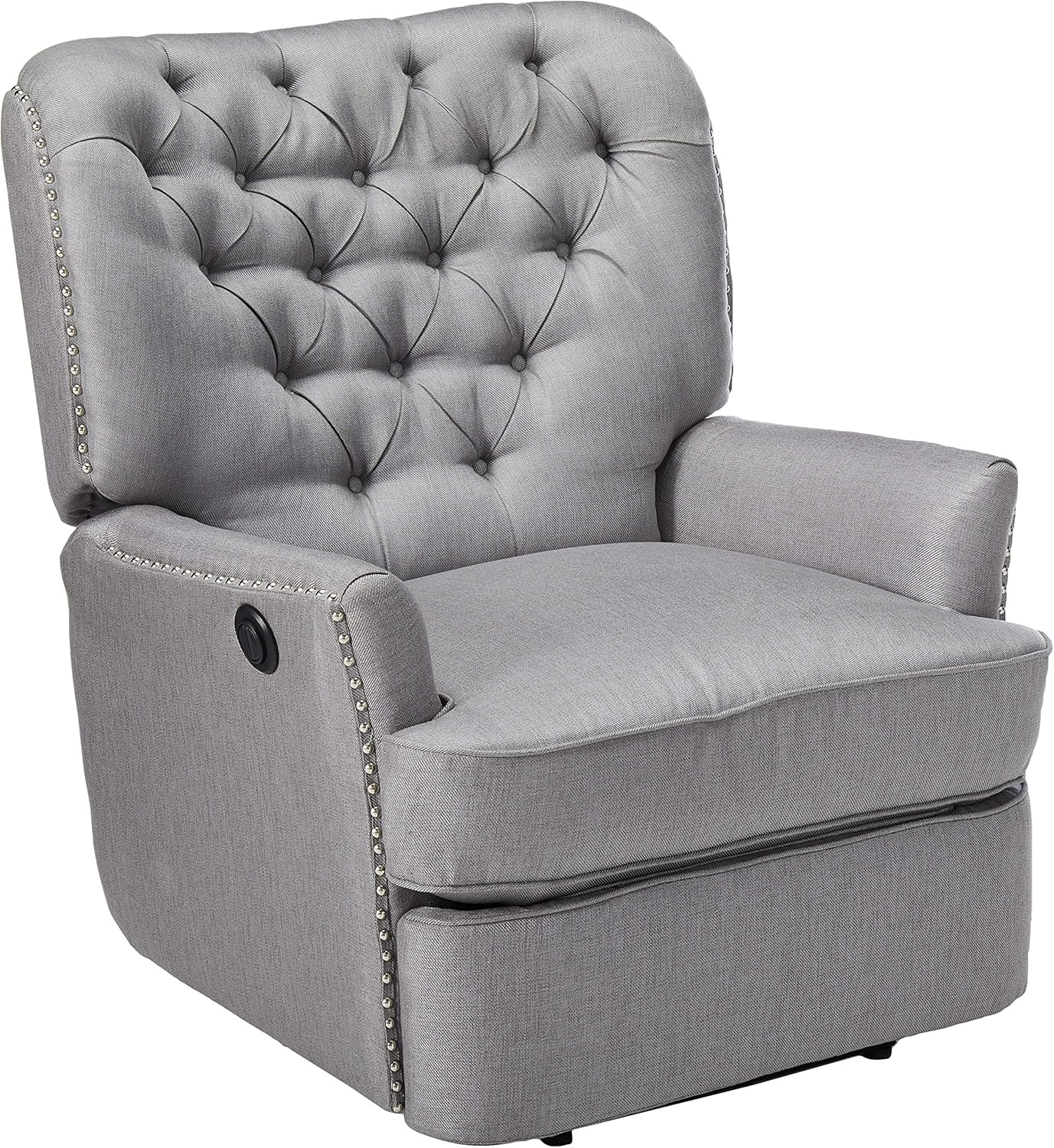 Christopher Knight Home Salomo Tufted Fabric Power Recliner, Light Grey / Black