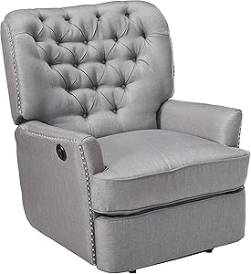 Christopher Knight Home Salomo Tufted Fabric Power Recliner, Light Grey / Black