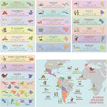 Hoja De Trabajo Con El Mapa De Los Países De Habla Hispana Mapa Del