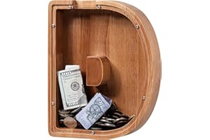 ladenk Large Wooden Kids Letter Piggy Bank - Piggy Bank for Boys Girls - Alphabet Money Bank with Initial D - Coin Bank for Birthday