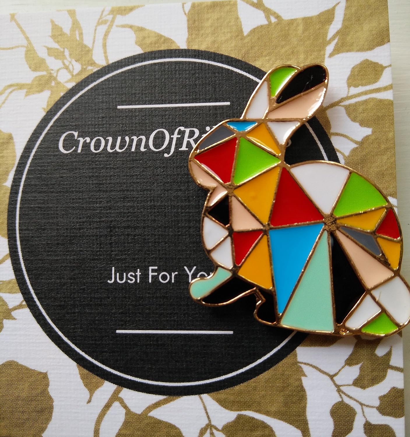 Easter Gifts, Rabbit Brooch, Animal Pin, Bunny Jewellery, Rainbow LGBT origami style - Image 5