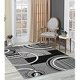 GLORY RUGS Area Rug Modern Soft Hand Carved Contemporary Floor Carpet with Premium Fluffy Texture for Indoor Living Dining Room and Bedroom Area (4x6, Grey Black)