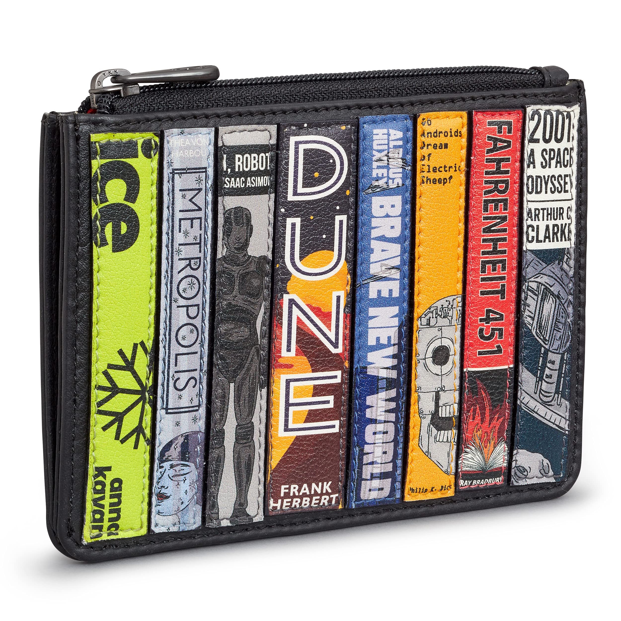 Yoshi Sci-Fi Bookworm Zip Top Ladies Purse, RFID Protection, Purse Wallet, Black, Genuine Leather