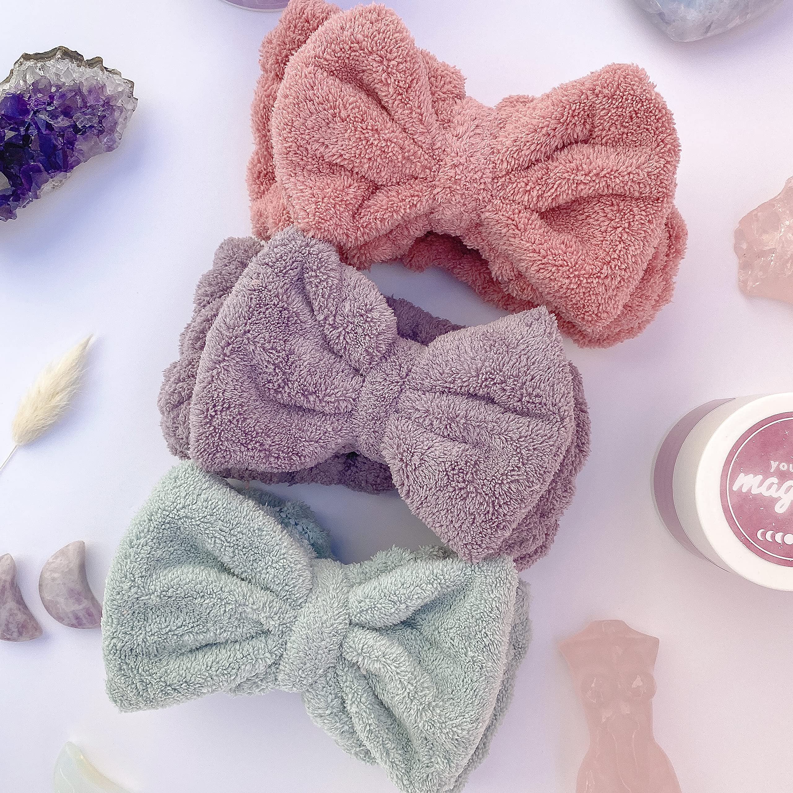 Aquamarina Beauty Supersoft Bow Headbands - Set of 3 - Beauty Accessories, Make-up, Skincare Routine, Beauty Routine - Facial Spa Headband Bowknot