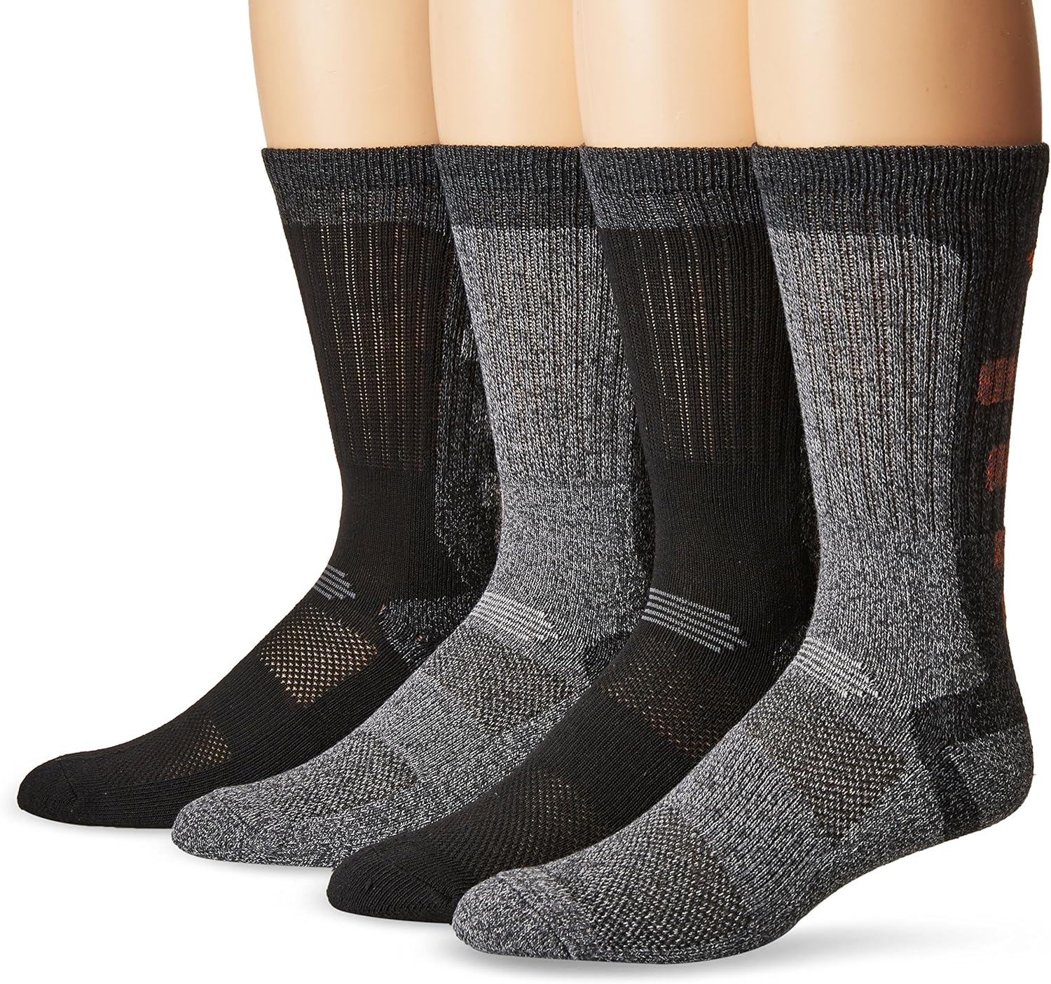 Columbia Men's 4 Pack Wool Crew Socks, Black/Heather Grey, 1013 at