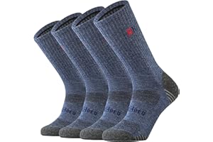 RedHero Men's Merino Wool Cushion Crew Socks for Outdoor Hiking Trekking Hike Soft Cozy Thermal Fit Moisture Control
