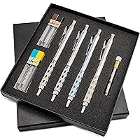 Pentel Arts GraphGear 1000 Premium Gift Set with Refill Leads & Erasers (PG1000BXSET) , Black , 0.3mm, 0.5mm, 0.7mm, 0.9mm