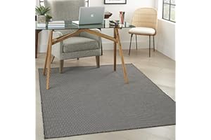 Nourison Positano Indoor-Outdoor Charcoal 4' x 6' Area Rug, Easy Cleaning, Non Shedding, Bed Room, Living Room, Dining Room, Backyard, Deck, Patio (4x6)