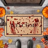 Halloween Decorations Horror Door Mat, Blood Handprint Welcome Doormat 17