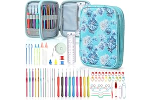SHAXANO Crochet Hooks Kit with Case, 86-Piece, Ergonomic Crochet Needles Weave Yarn Kits DIY Hand Knitting Art Tools for Beginners and Experienced Crochet Lovers