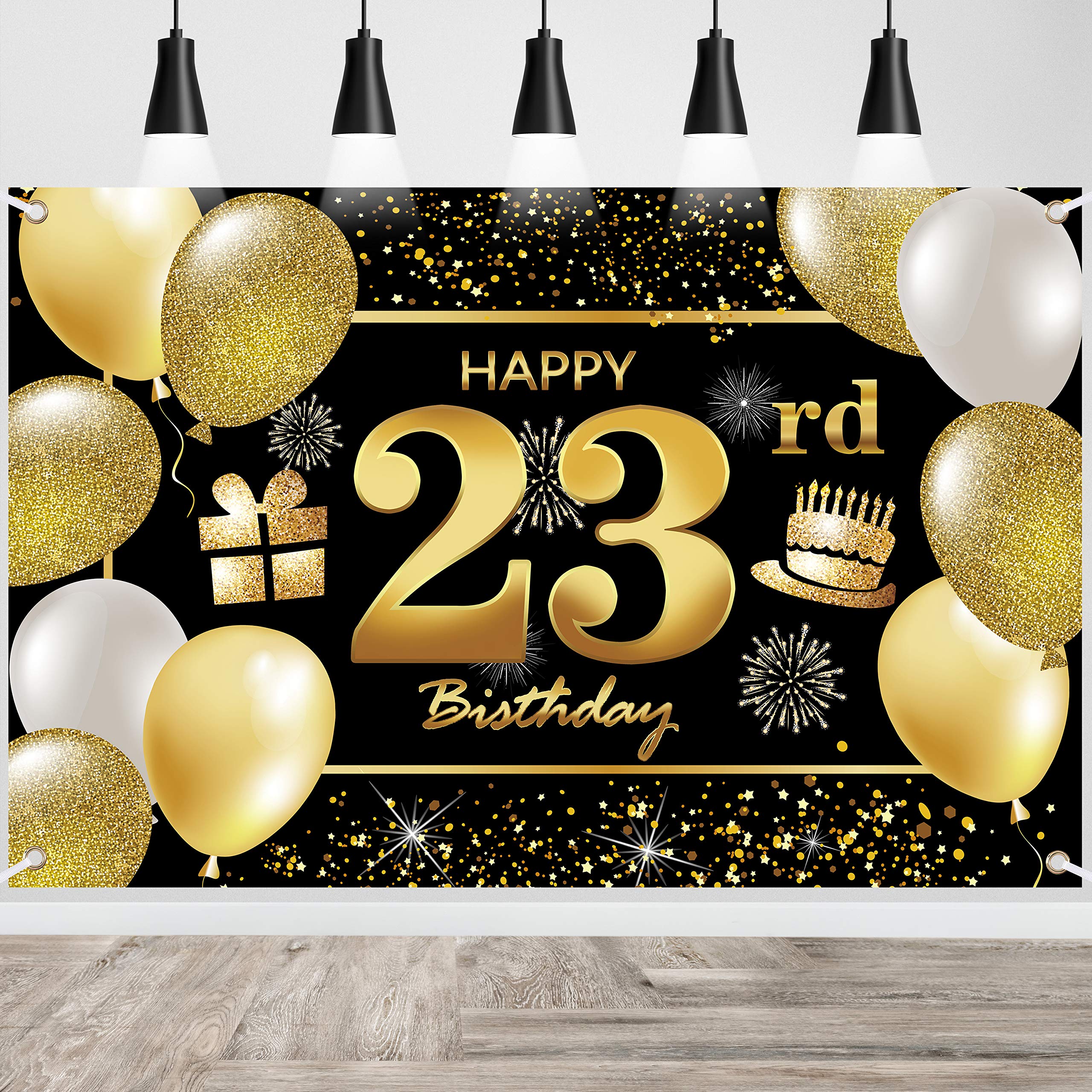 23rd Happy Birthday Banner IMISI Birthday Decorations Backdrop for Party