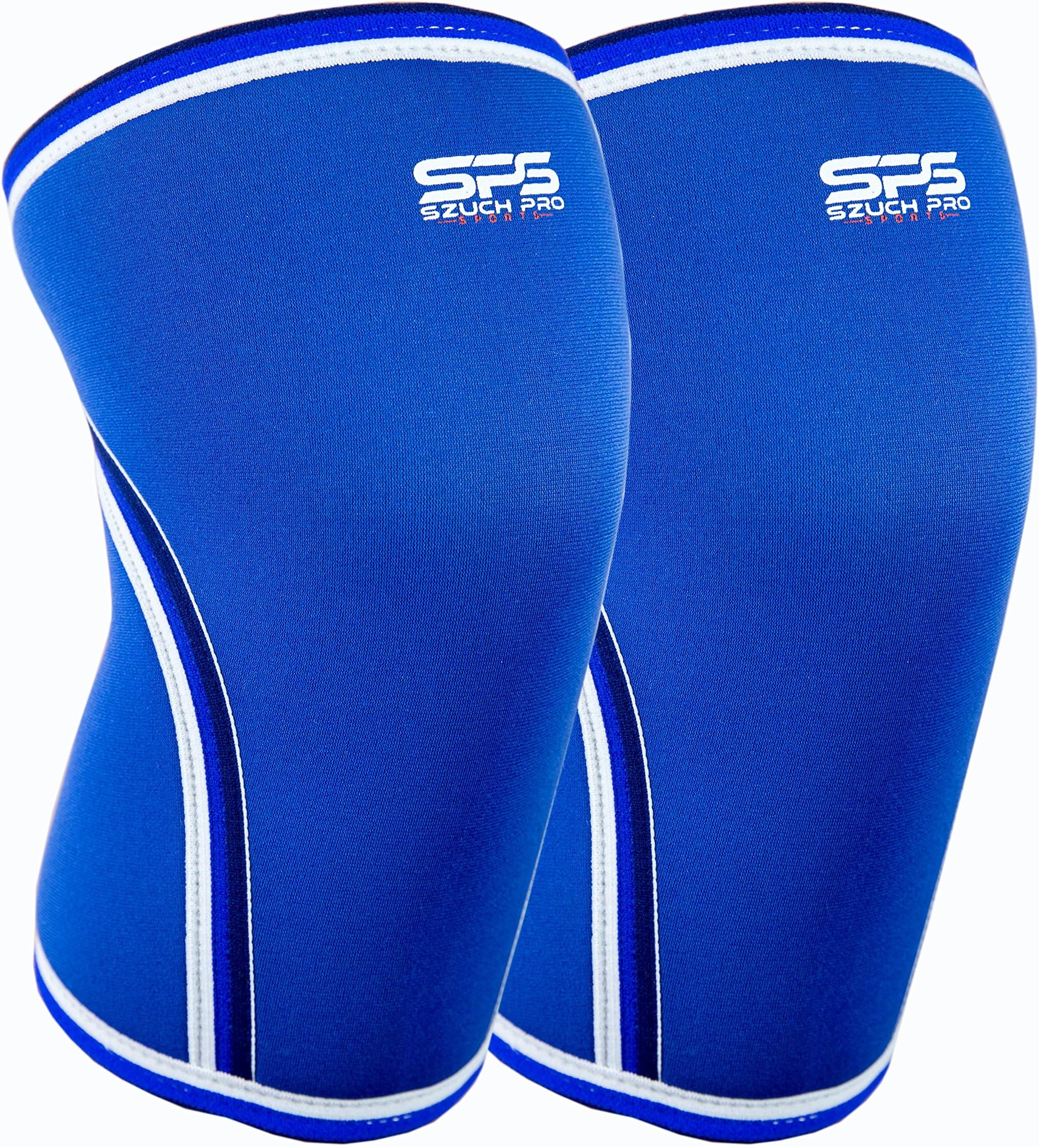 Neoprene Knee Sleeves (Pair) Knee Support & Relief from Muscle Pain Effective support for Weightlifting WOODs Powerlifting CrossFit (Blue, X-Large/15.7-17”/40-44 cm)