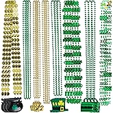 JOYIN 24 Pcs St. Patrick's Day Necklaces Set with Shamrock Beer Mug Hat Pot Gold coin Elements, Green Plastic Bead Necklace Jewelry for St. Patricks Dress Up Accessories Costume Party Decorations