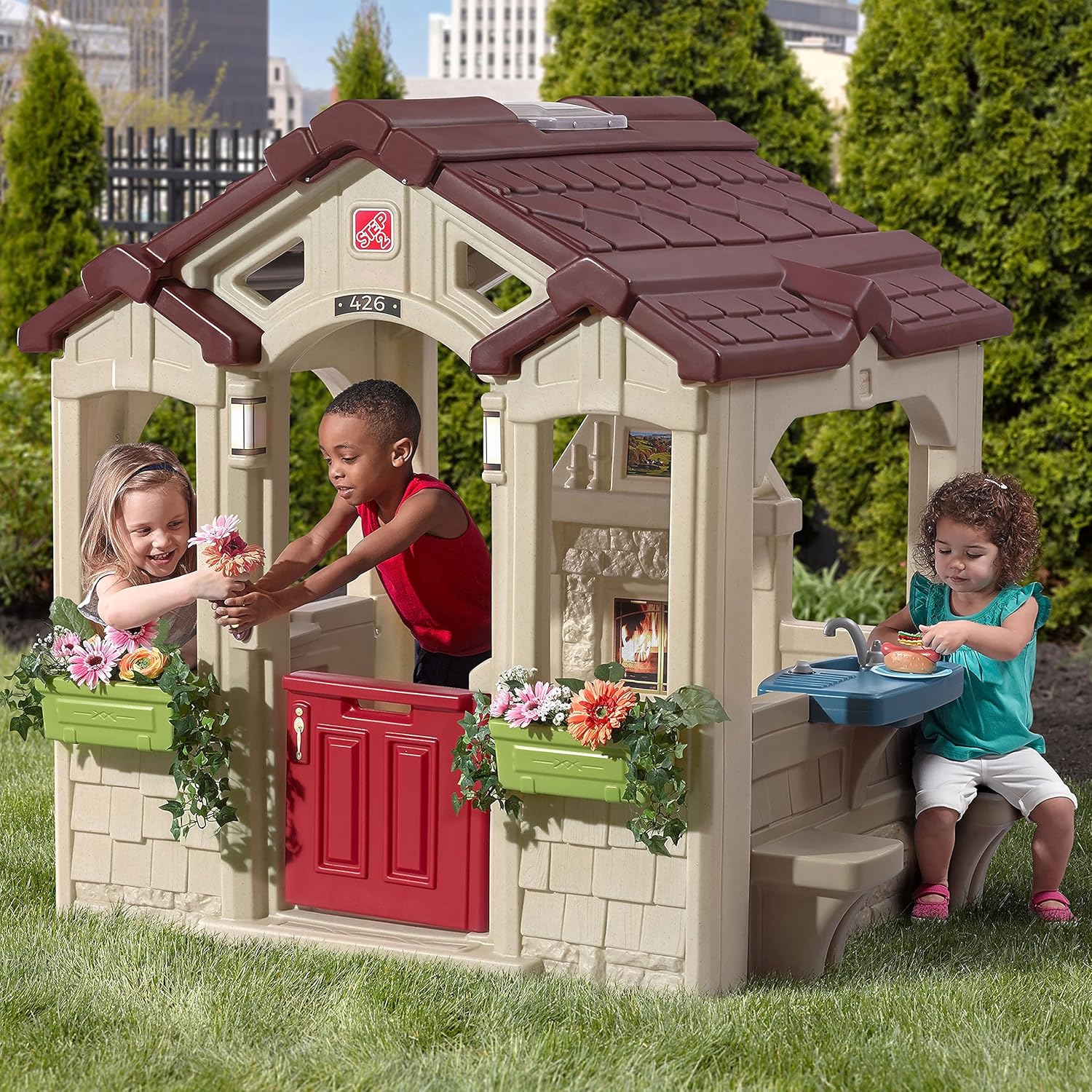 Amazon Com Step2 Charming Cottage Kids Playhouse Toys Games