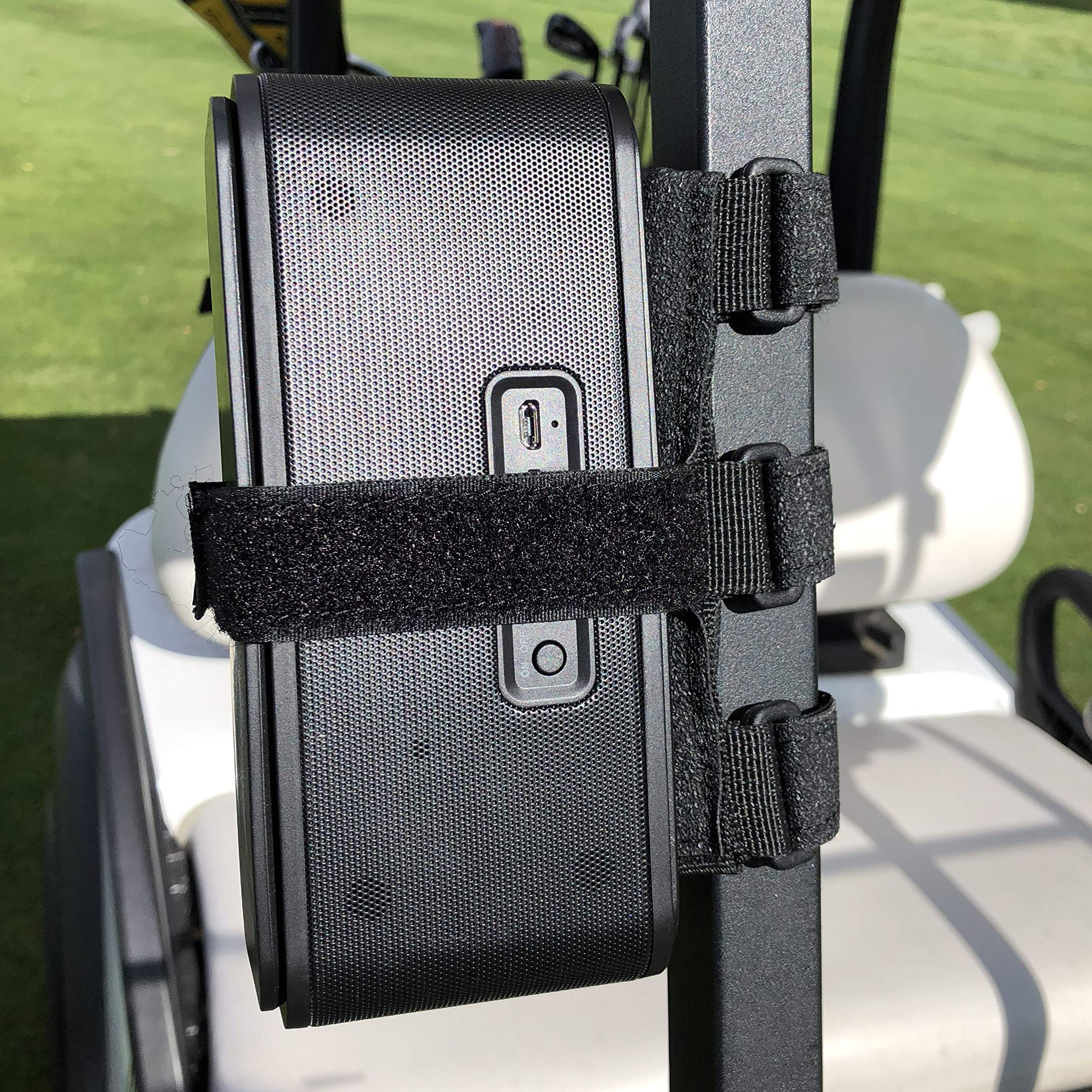 Bushwhacker Portable Speaker Mount for Golf Cart Railing, Bike Frame, Scooter, Boat - Adjustable Non-Slip Strap Fits Bluetooth Wireless Speakers Durable Weather-Resistant Holder for Bar Rail Carry