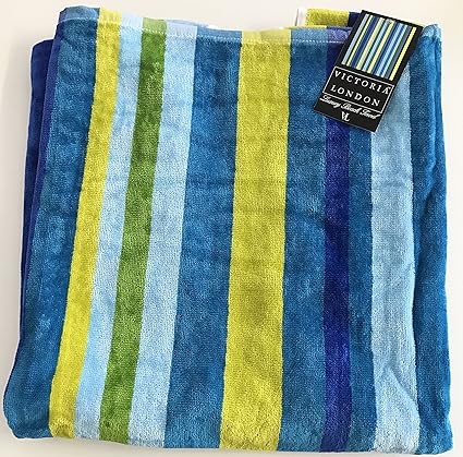 Luxury Blue Yellow And Green Striped Beach Towel Amazonco