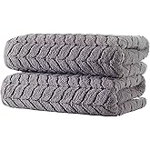 BAGNO MILANO Turkish Cotton Ultra-Soft Plush Absorbent Quick Dry Bathroom Towel Set, Made in Turkey (Gray, 2 pcs Bath Towel Set)